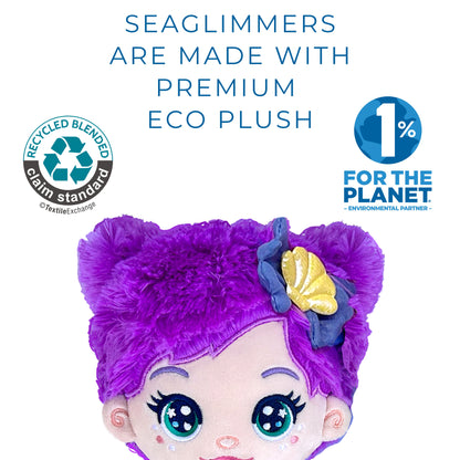 Seaglimmers Jewel Glimmer 12 Inch Eco Recycled Plush Mermaid Doll, Purple Hair
