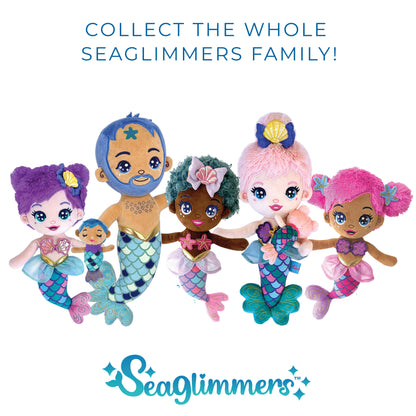 Seaglimmers Sirena Glimmer 12 Inch Eco Recycled Plush Mermaid Doll, Pink Hair