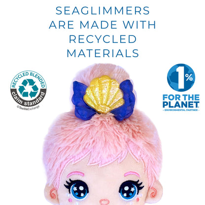 Seaglimmers Mama Glimmer 14 Inch Eco Recycled Plush Mermaid Doll with Baby: Light Pink Hair