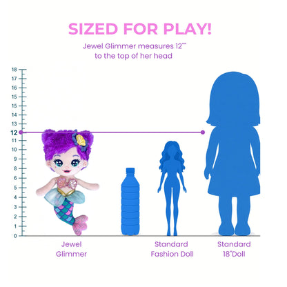 Seaglimmers Jewel Glimmer 12 Inch Eco Recycled Plush Mermaid Doll, Purple Hair