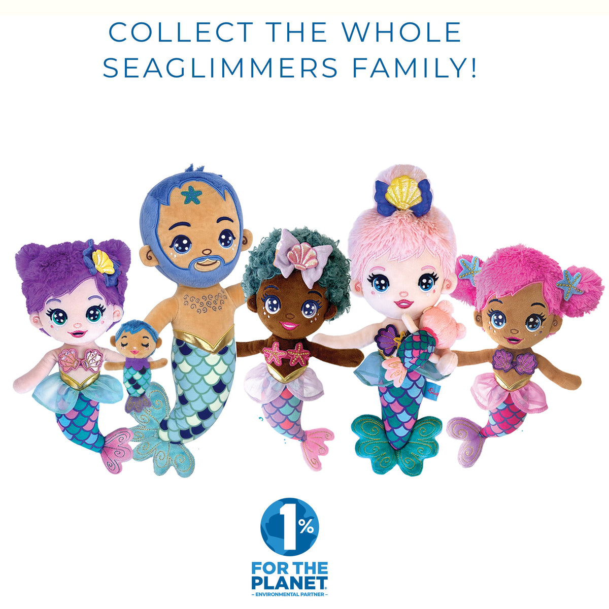 Seaglimmers Eco Plush Mermaid Doll and Baby 14 Inch Nursing Mama Glimmer
