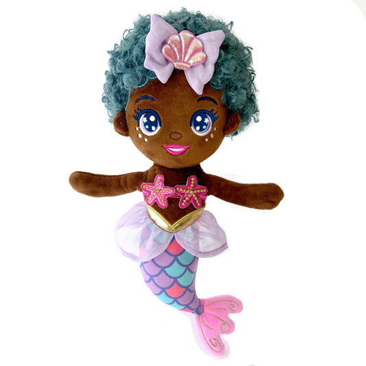 Seaglimmers Coral Glimmer 12 Inch Eco Recycled Plush Mermaid Doll, Teal Hair