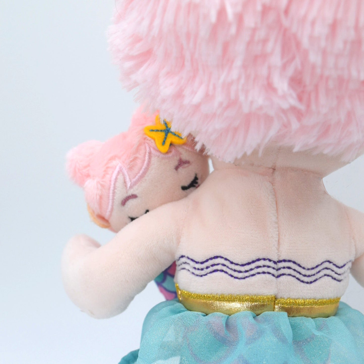 Seaglimmers Mama Glimmer 14 Inch Eco Recycled Plush Mermaid Doll with Baby: Light Pink Hair