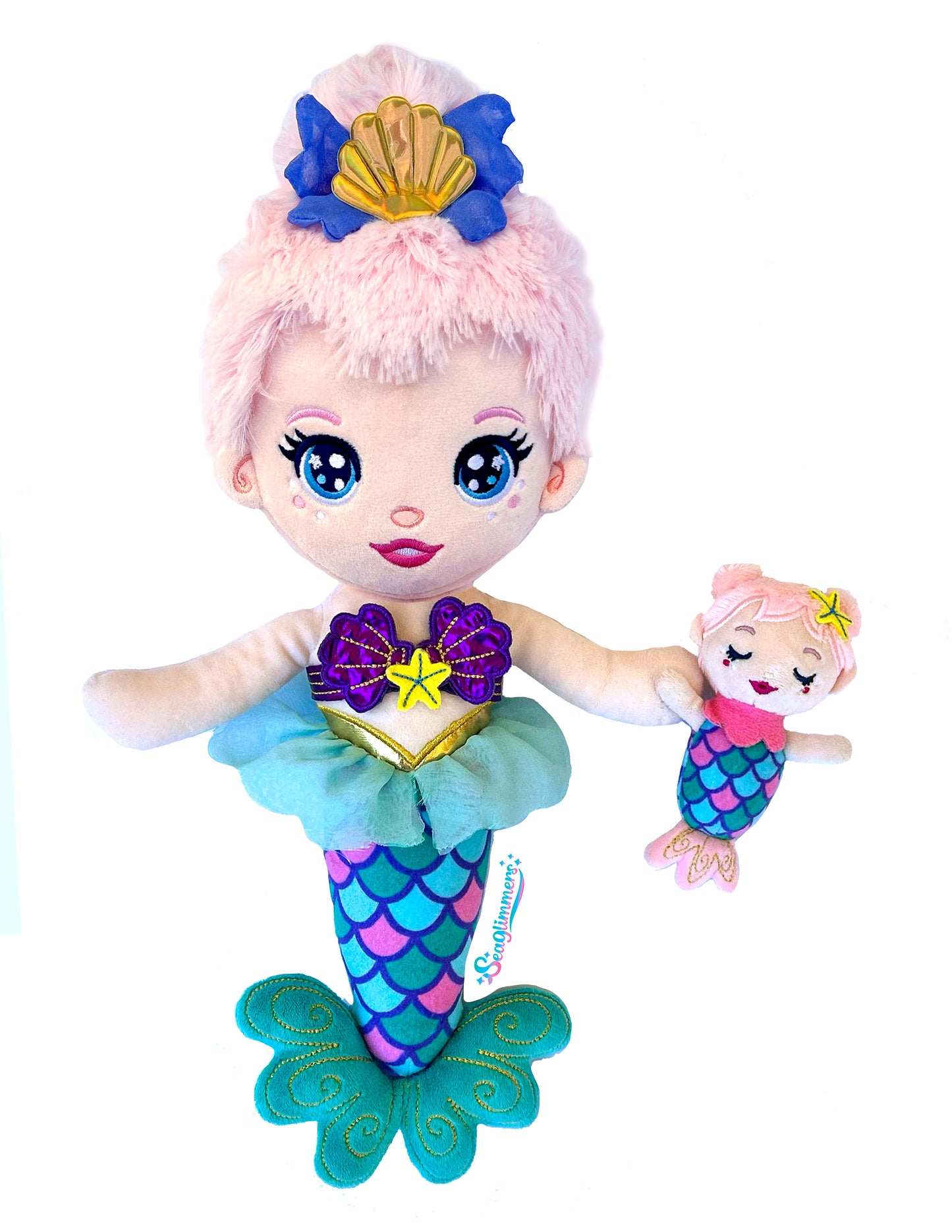 Mama Glimmer and Baby Breastfeeding Seaglimmers™ Mermaid Doll Set