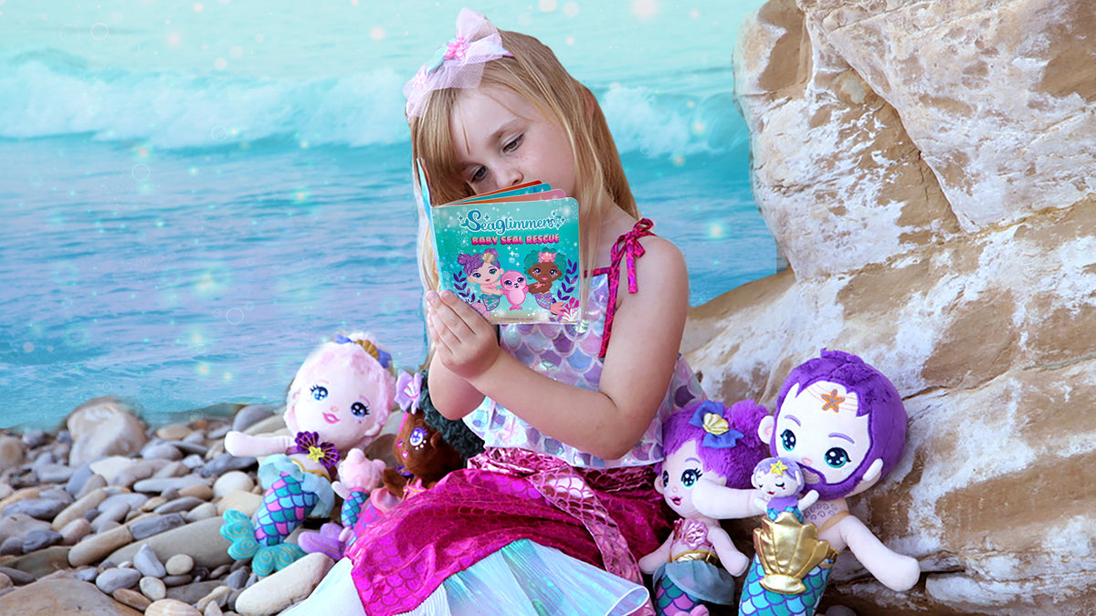 Seaglimmers Jewel Glimmer Doll + Baby Seal Rescue Board Book Set