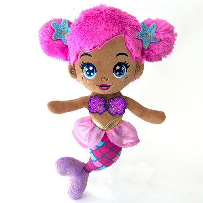 Seaglimmers Sirena Glimmer 12 Inch Eco Recycled Plush Mermaid Doll, Pink Hair