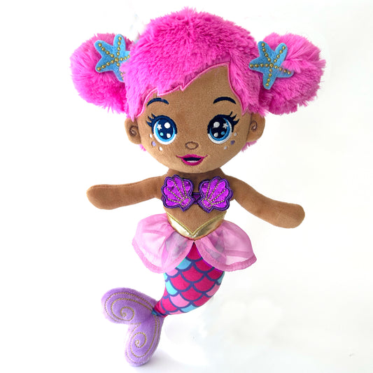 Seaglimmers Sirena Glimmer 12 Inch Eco Recycled Plush Mermaid Doll, Pink Hair