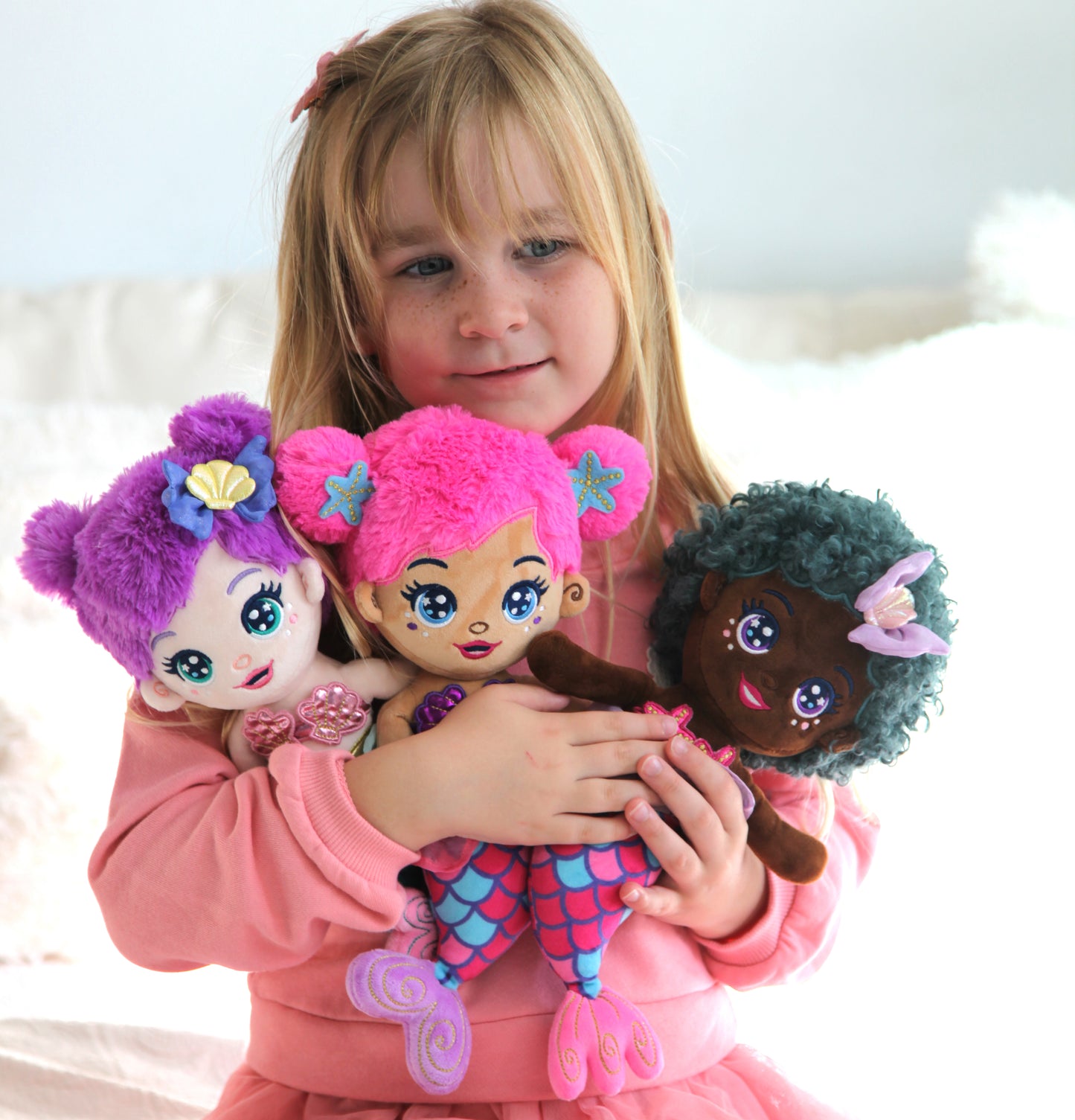 Seaglimmers Sirena Glimmer 12 Inch Eco Recycled Plush Mermaid Doll, Pink Hair