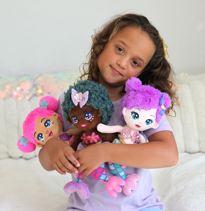 Seaglimmers Sirena Glimmer 12 Inch Eco Recycled Plush Mermaid Doll, Pink Hair